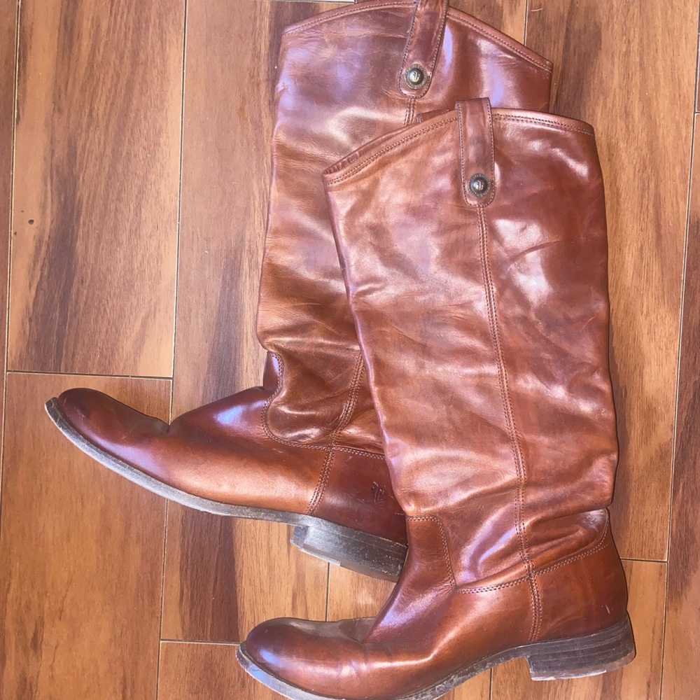 Frye Melissa cognac boots size 11 extended calf